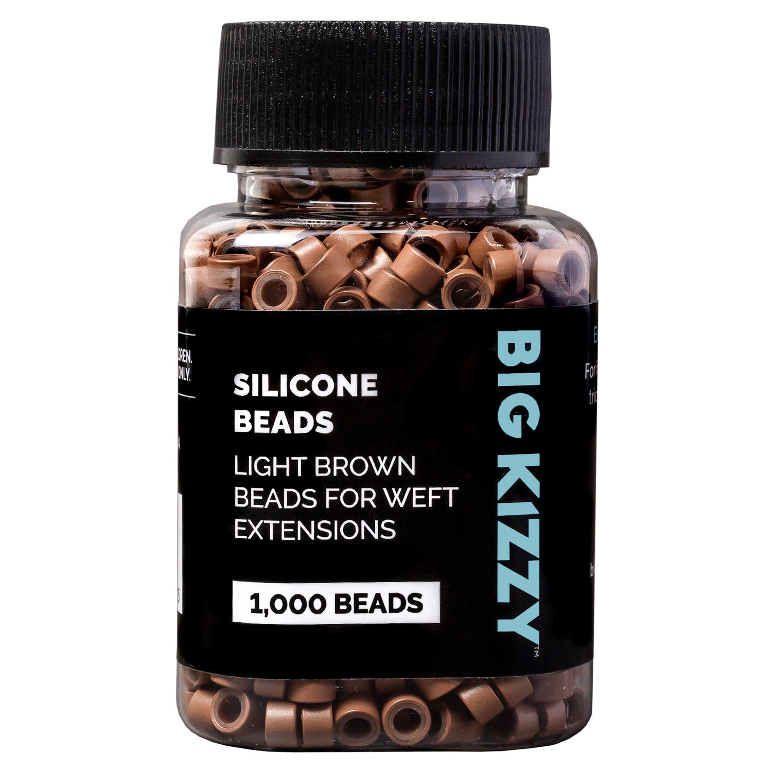 A closed bottle of 1000 Light Brown Beads for Weft Extensions