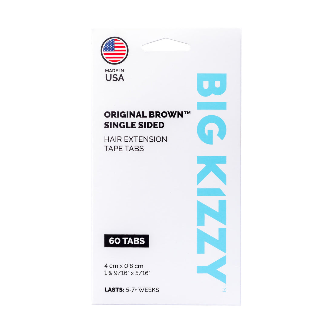A pack of Big Kizzy® Original Brown Single Sided Hair Extension Replacement Tape Tabs, 60 tabs