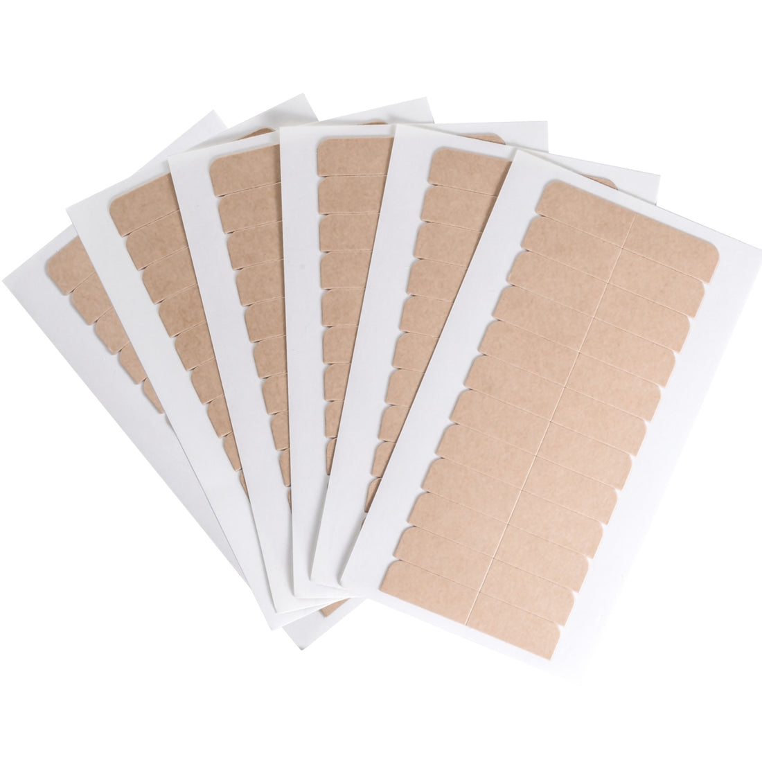 Six sheets of Big Kizzy Regular Hold Double Sided Hair Extension Tape Tabs Fanned Out