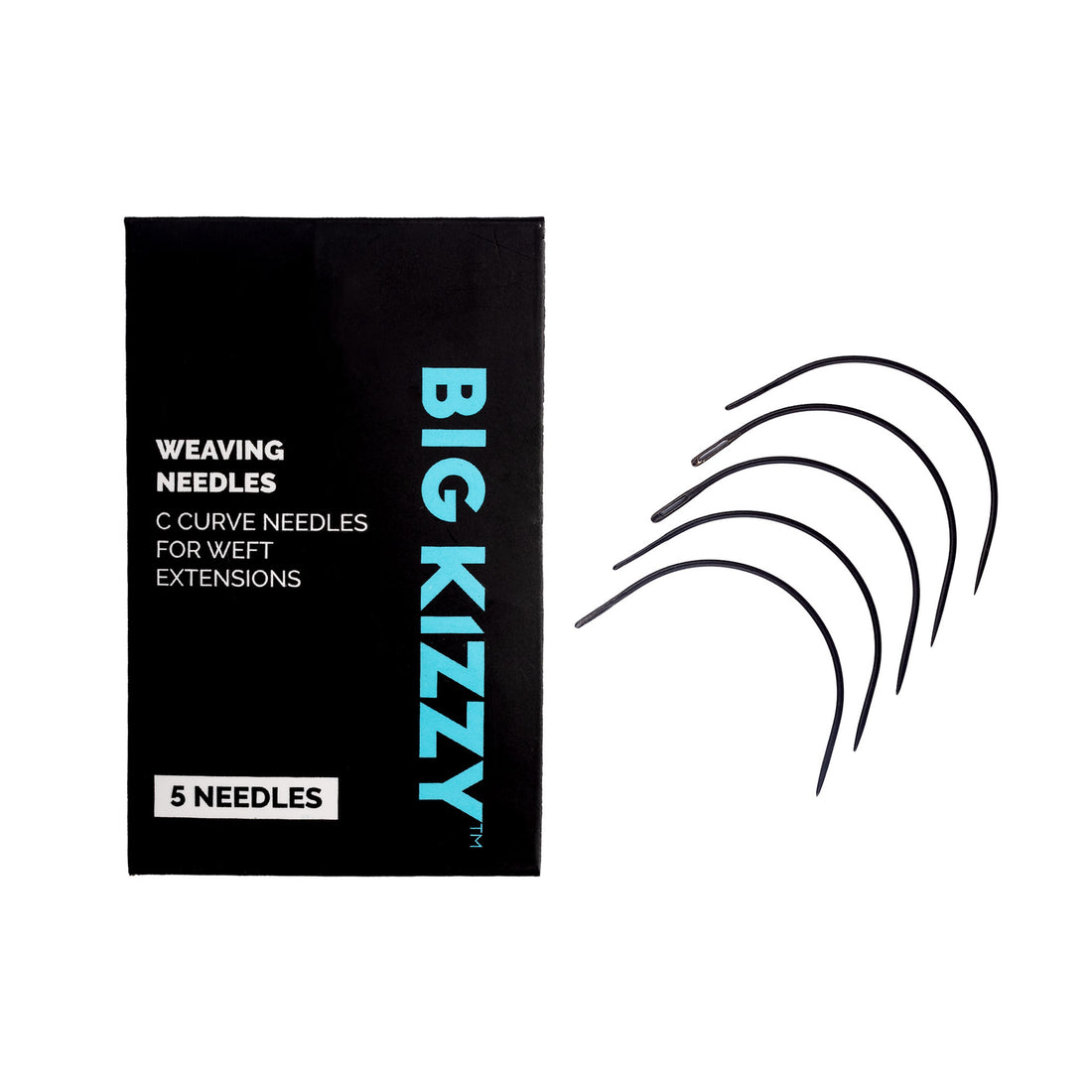 Professional C Curve Weaving Needles for hand tied weft extensions, machine weft extensions, and hybrid weft extensions with pouch