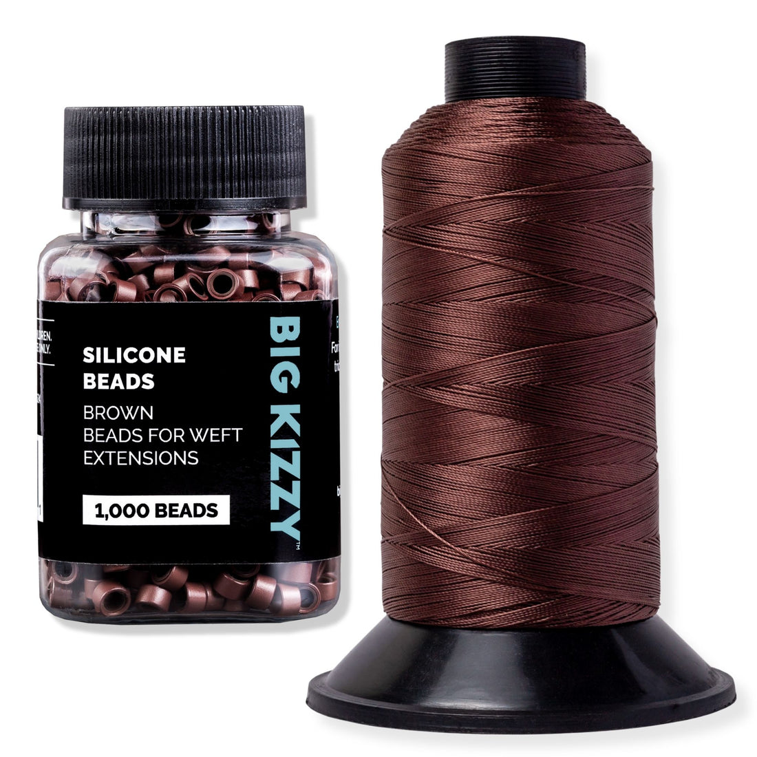 Silicone Hair Beads and Nylon Hair Thread for Weft Hair Extensions, machine made weft, hybrid weft, hand tied weft extensions.