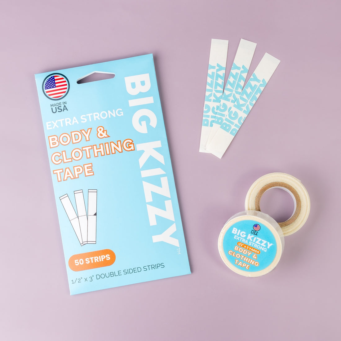 Big Kizzy Extra Strong Body and Clothing Tape Strips and Rolls