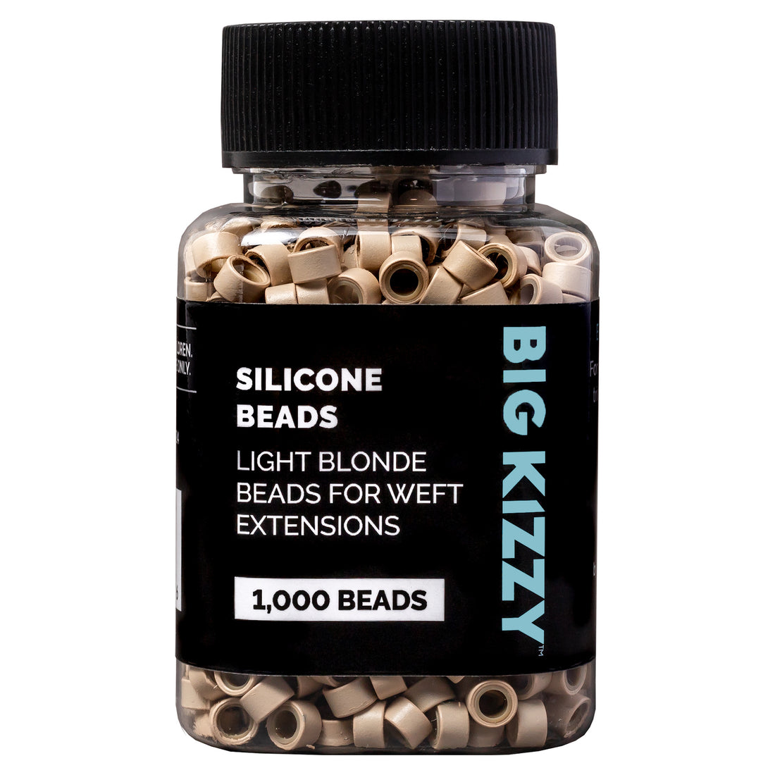 A closed bottle of 1000 Light Blonde Beads for Weft Extensions