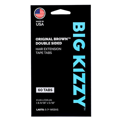 A pack of Big Kizzy® Original Brown Double Sided Hair Extension Replacement Tape Tabs, 60 tabs