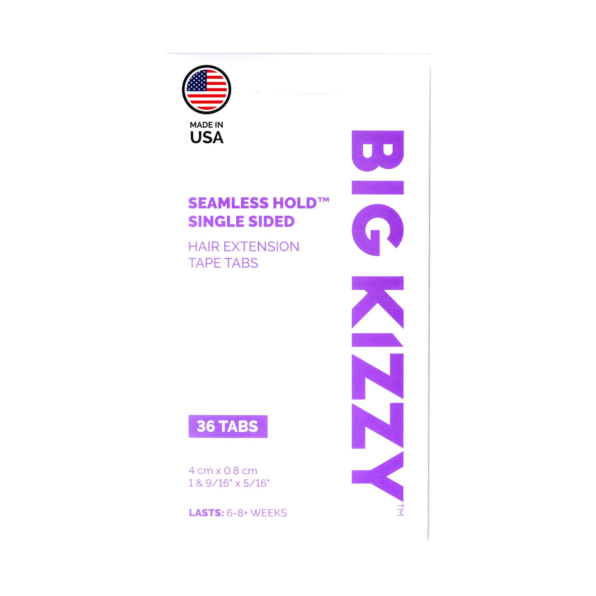 A pack of Big Kizzy® Seamless Hold Single Sided Hair Extension Replacement Tape Tabs, 36 tabs