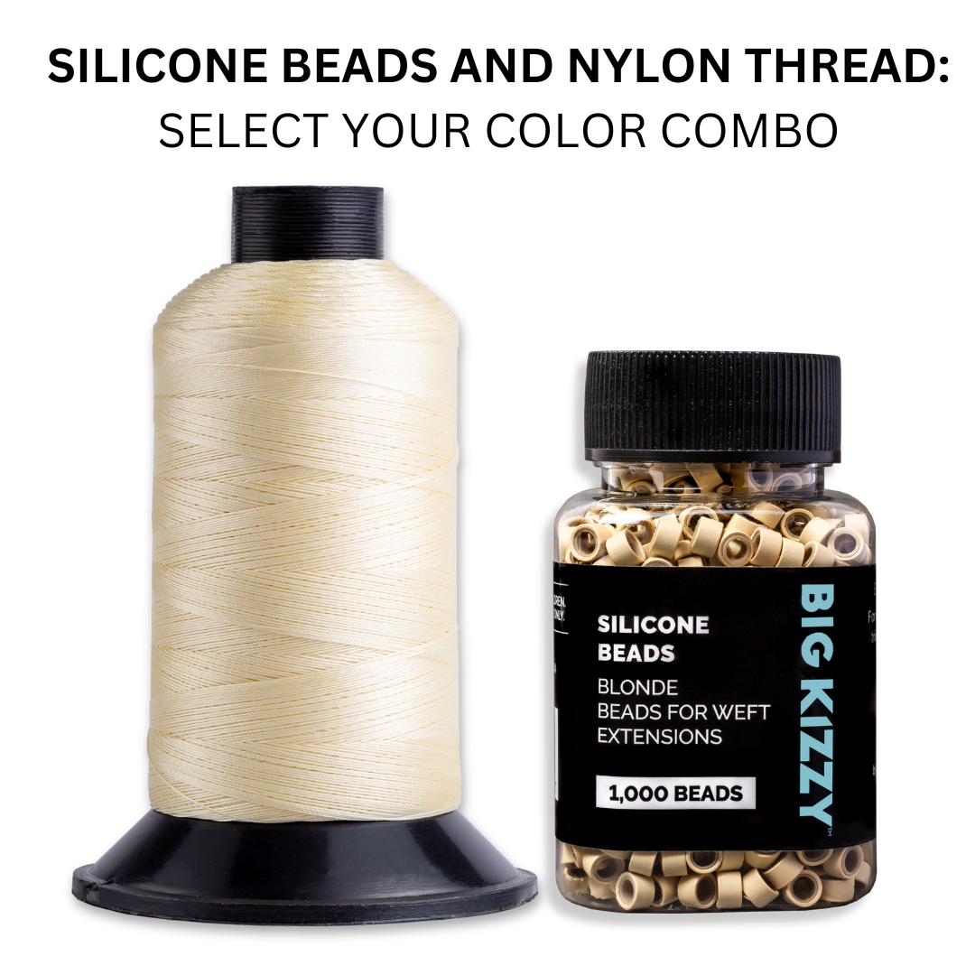 Blonde Silicone Beads and Nylon Thread for Weft Extensions 