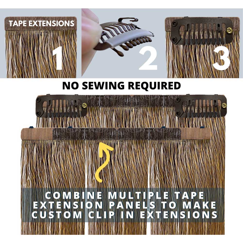 Snap on Wig Clips No Seams or Needles Wig Making DIY Convert Hair Extensions Into Clip Ins 16 Pieces Black